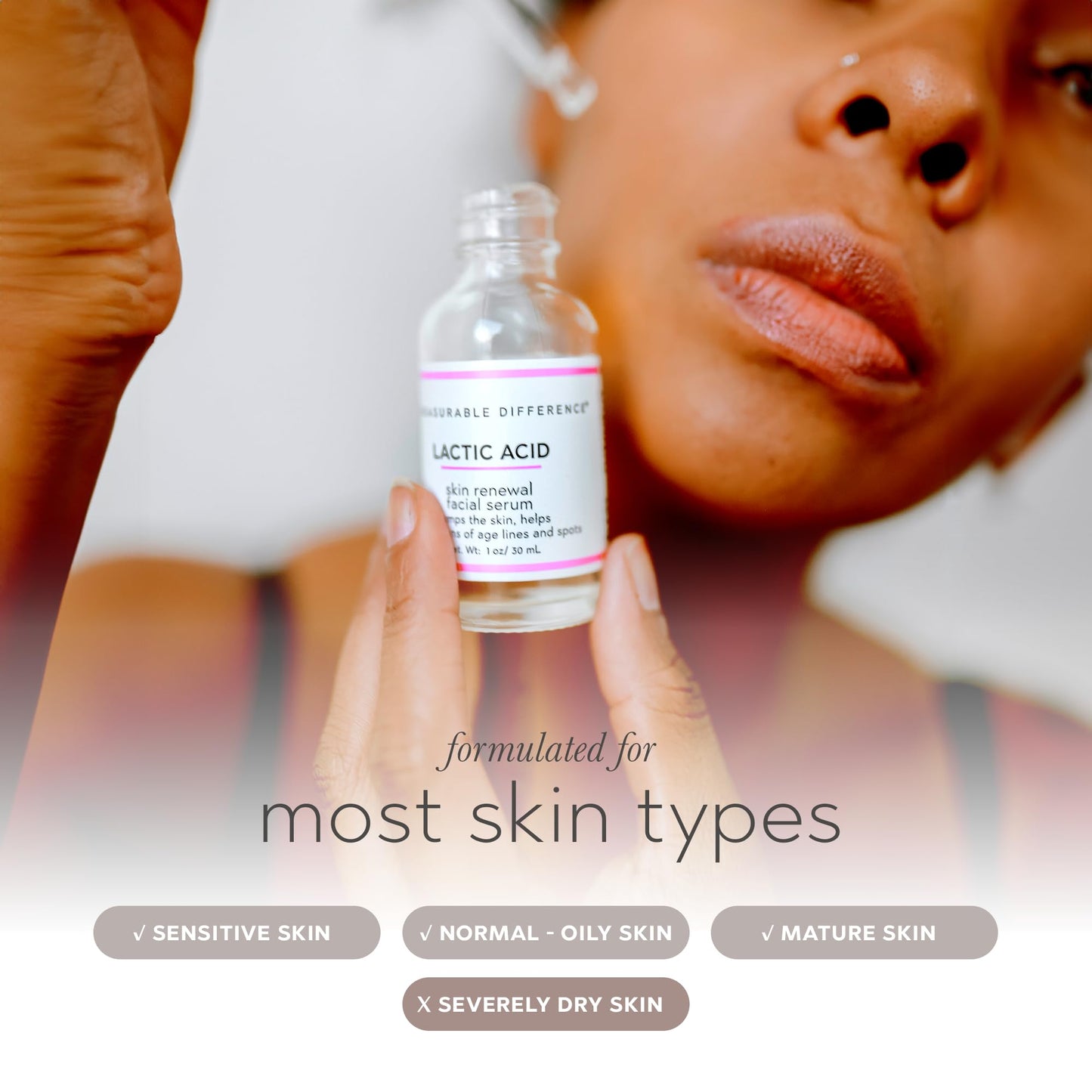 Measurable Difference Lactic Acid Face Serum, 1 oz - Exfoliate, Strengthen, and Hydrate Skin for Daily Protective Barrier