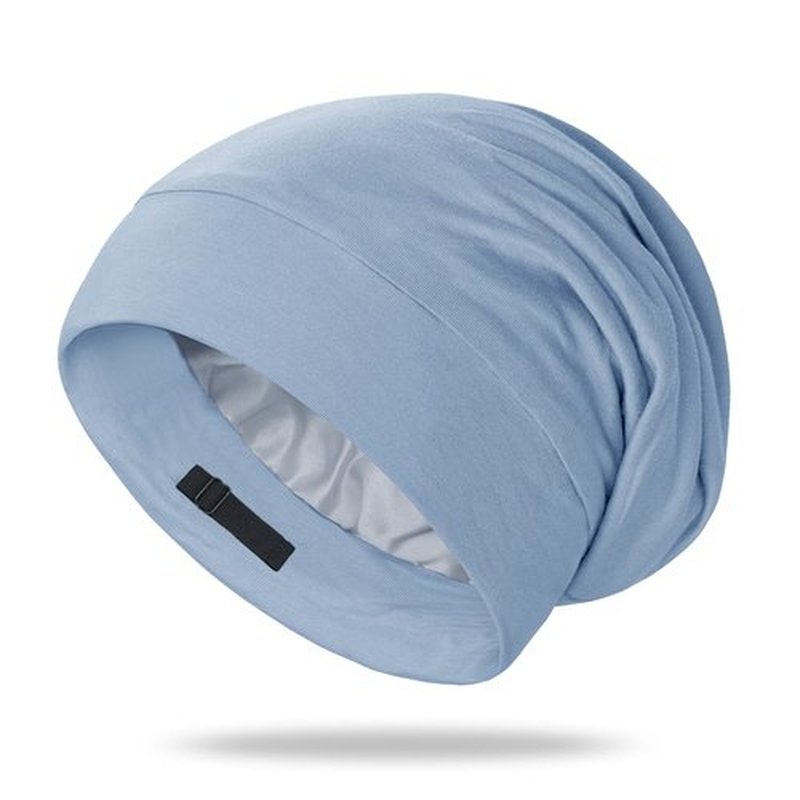 OLESILK 100% Mulberry Silk Bonnet for Sleeping Women, Silk Hair Wrap for Sleeping, Silk Sleep Bonnet for Women&Men, Real Silk, Not Satin, Light Blue
