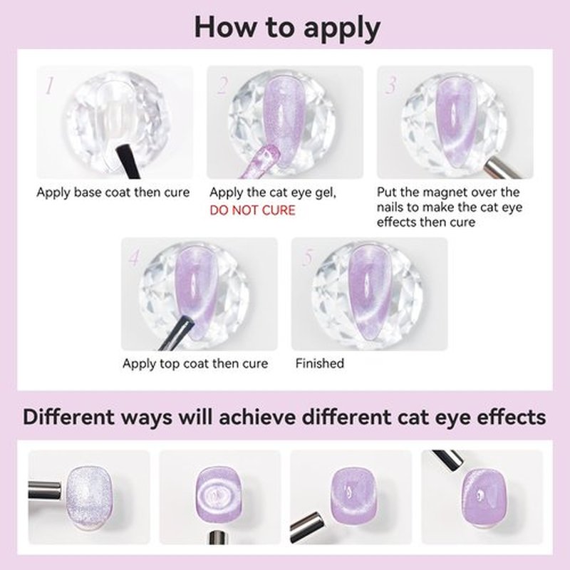 Bevimee Cat Eye Gel Nail Polish 12ML, Lavender Purple Smoothie Magnetic Gel Polish Holographic Shimmer Glitter Cats Eye Nail Polish with Magnet Stick Soak Off UV Gel Nail Art Varnish