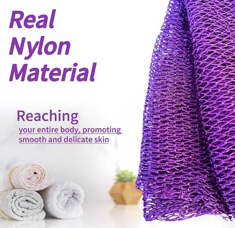 SPMKTBOZAI African Net Sponge Authentic, African Exfoliating Sponge Real African Net Black Owned, African Bath Sponge Back Scrubber, Body Exfoliator Shower Bath Accessories (Purple)