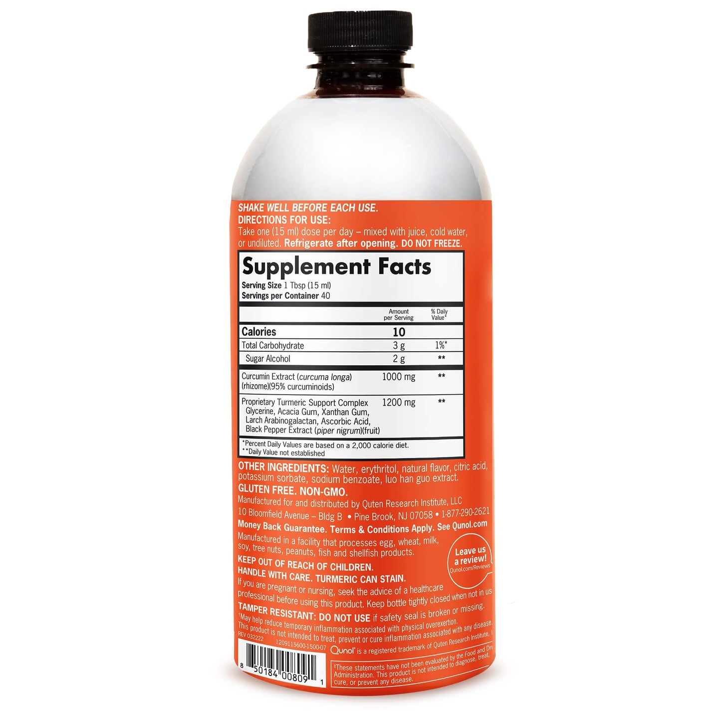Qunol Liquid Turmeric 1000mg, Black Pepper Enhanced Absorption, 40 Servings