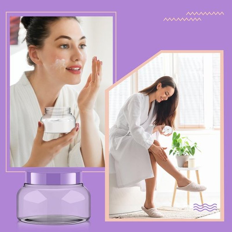 Tessco 24 Pack Plastic Jars with Lids Labels Plastic Containers Round Refillable Cosmetic Containers Empty Body Butter Jars Sugar Scrub Containers for Cosmetics (Purple,8 oz)