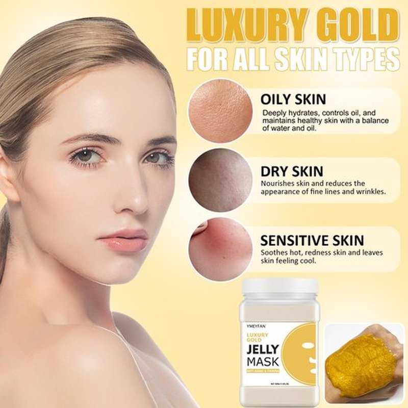 YMEYFAN Jelly Mask Powder for Facial Professional - 24K Gold Anti-Aging & Firming Hydro Jelly Mask, Hydrating Jelly Face Mask Skin Care, Gel Peel Off Mask for Spa Salon Vajacial Mask 17.6Fl Oz