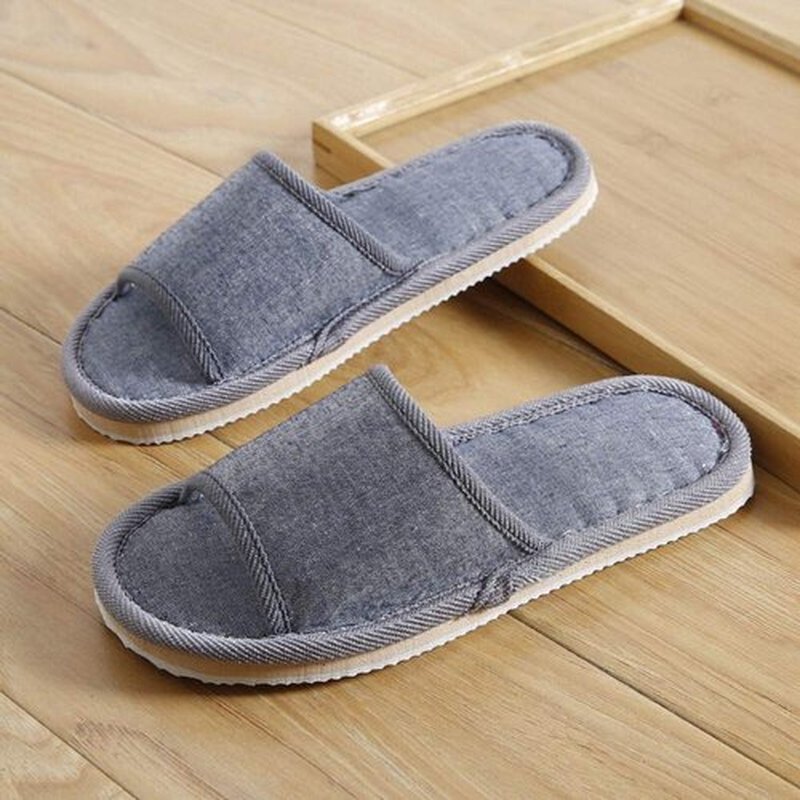 6 Pair of Open Toe Breathable Slippers,Solid Color Casual Slippers,Spa Slippers for Guests, Hotel, Travel, Unisex Universal Size Washable (6 gray large size)