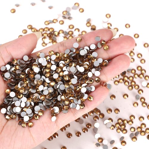 Novani Brown Rhinestones Flatback Rhinestones Glass Gems Stones Jewels Round Gemstones Non-Hotfix Crystal for Crafts,SS20,1440 Pieces,Topaz