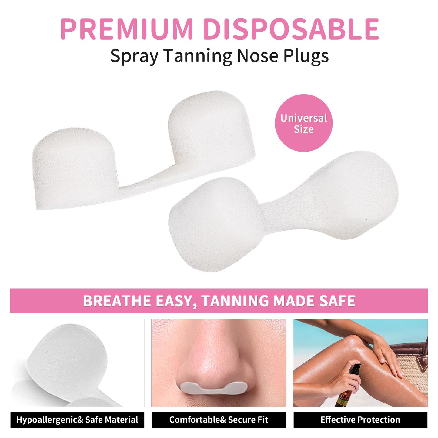 100 Pcs Tan Spray Tanning Essentials Kit: 20 Each Hair Nets, Nose Plugs, Sticky Spray Tan Feet Pads & Disposable Undergarments,Premium Quality Accessories for Salon