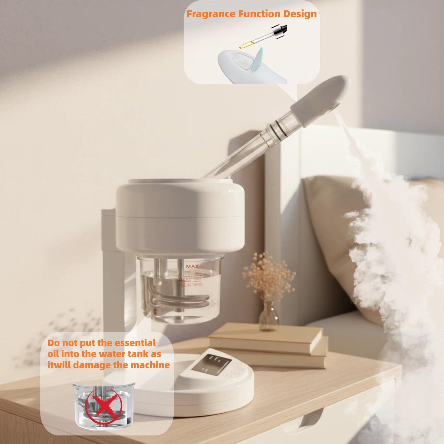 Smldsibe Nano Ionic Facial Steamer, 360° Rotatable Portable Mist Sprayer, Warm Mist Face Steamer for Pores Deep Cleansing Skin Moisturizing, Home SPA Facial Skin Care Device, White