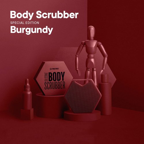Tooletries - Body Scrubber - Silicone Exfoliating Scrubber - Bathroom & Shower Accessories for Men, Travel Essentials for Men - Durable & Long Lasting Body Wash Scrubber for Men - Burgundy