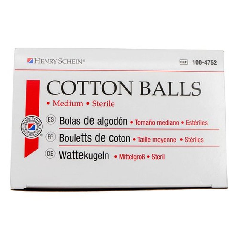 Henry Schein Cotton Ball, Sterile Medium, 500 / Box, 8 Boxes/Case