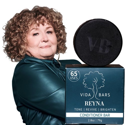 Vida Bars Reyna Solid Conditioner Bar for Curly Hair | All Natural Moisturizing Bar Conditioner for Dry Brittle Hair | Vegan, Sulfate Free, Paraben Free, Handmade in the USA (Blue Tansy Flower Scent)