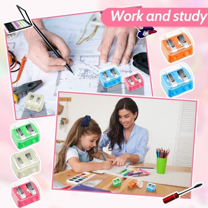5 Pack Makeup Pencil Sharpener Eyeliner Sharpener Lip Pencil Sharpener Cosmetic Pencil Sharpener Dual Sharpener (Multi Colors)