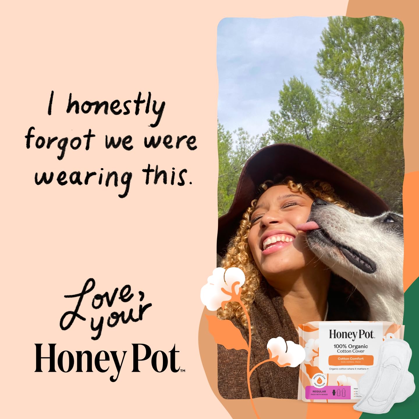 The Honey Pot Company - 48ct - Sanitary Pads for Women - Non-Herbal Overnight w/Wings - Organic Cotton Cover & Ultra-Absorbent Pulp Core - Feminine Care
