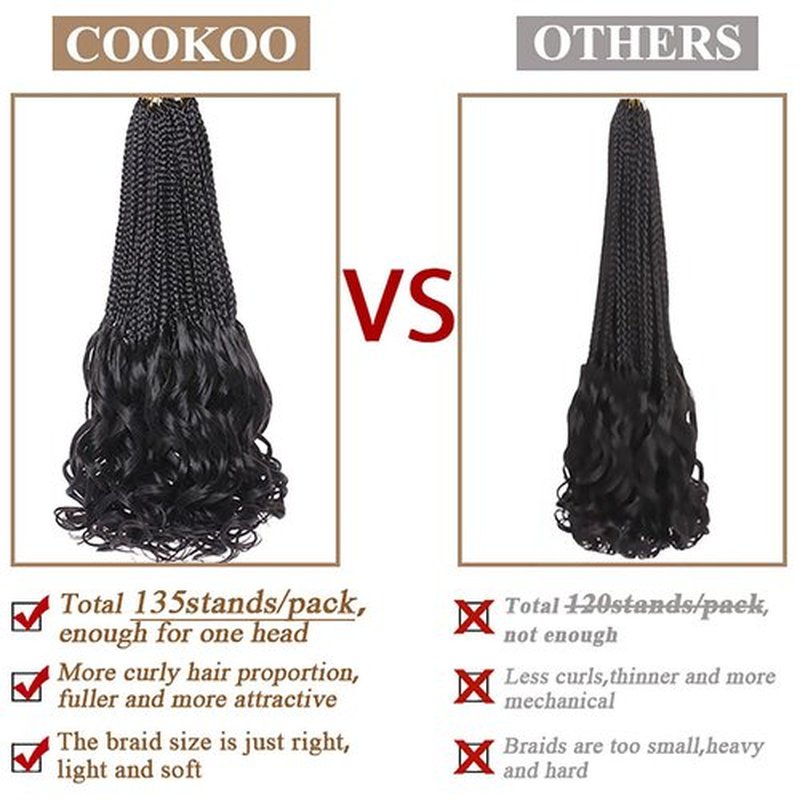 COOKOO 9 Pack 14 Inch French Curl Braids Crochet Hair Pre Looped French Curly Box Braids Hair Ombre Brown Loose Curly Synthetic Braiding Hair Extensions Goddess Box Braids for Black Women 27/33#