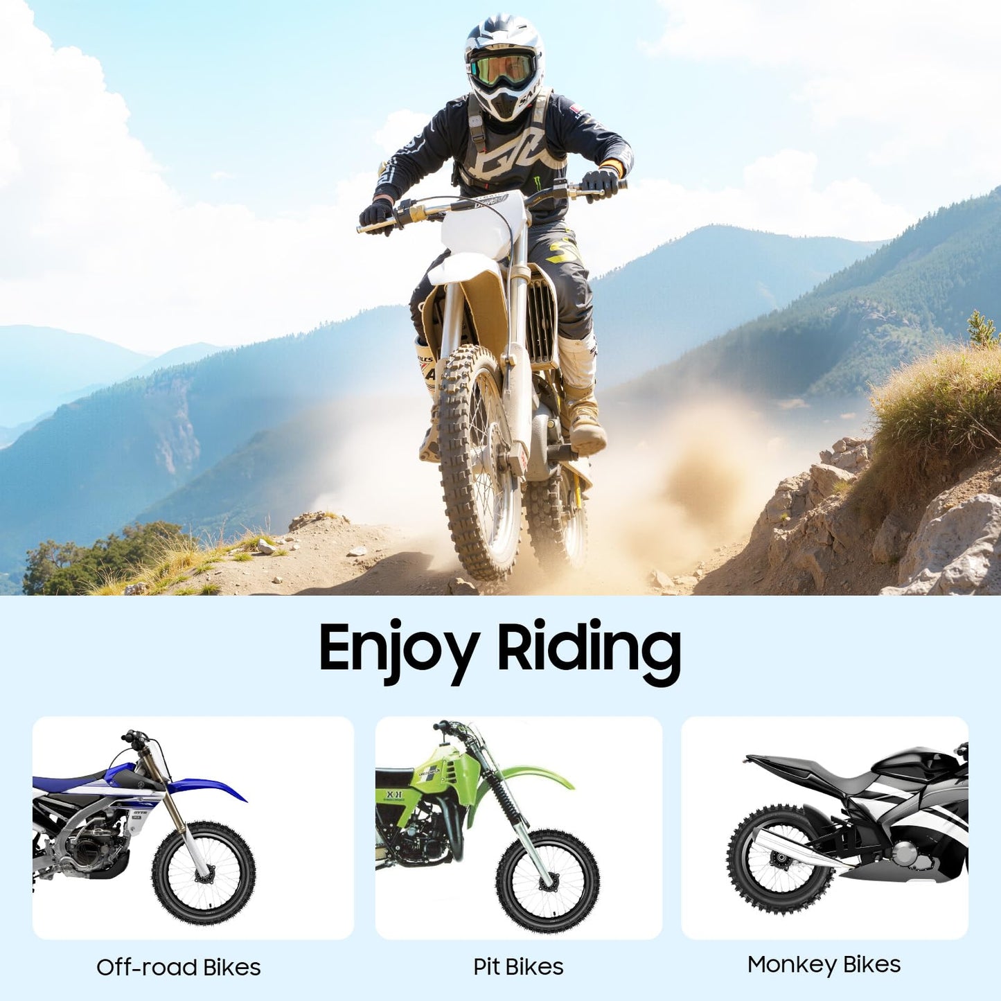 INPAITOO 14" / 12" Wheels Kit, 60/100-14 and 80/100-12 Wheel Tire and Rim Kit, Disc Brake Wheel Tires Rim With 15mm Bearing for Off Road Dirt Pit Bike