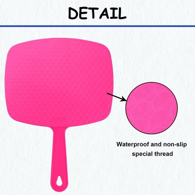 Nutair 2Pcs Hand Mirror, Handheld Vanity Mirror with Hanging Hole in Handle Pink 7.4" W x 10.4" L