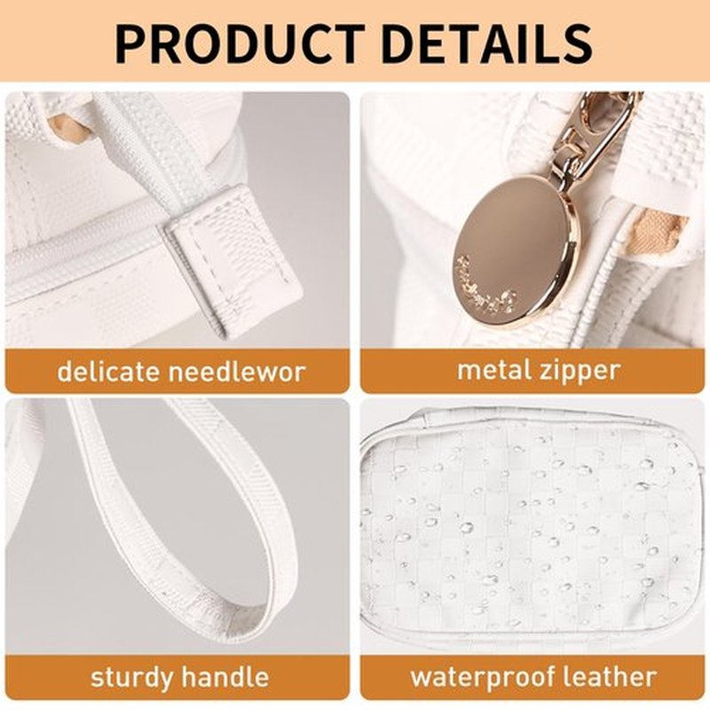 Abiudeng Large Makeup Bag,Double Layer Cosmetic Bag,Travel Makeup Bag,Leather Makeup Bag, Cosmetic Travel Bags,Portable Leather Toiletry Bag,Roomy Cosmetic Bag for Women and Girls