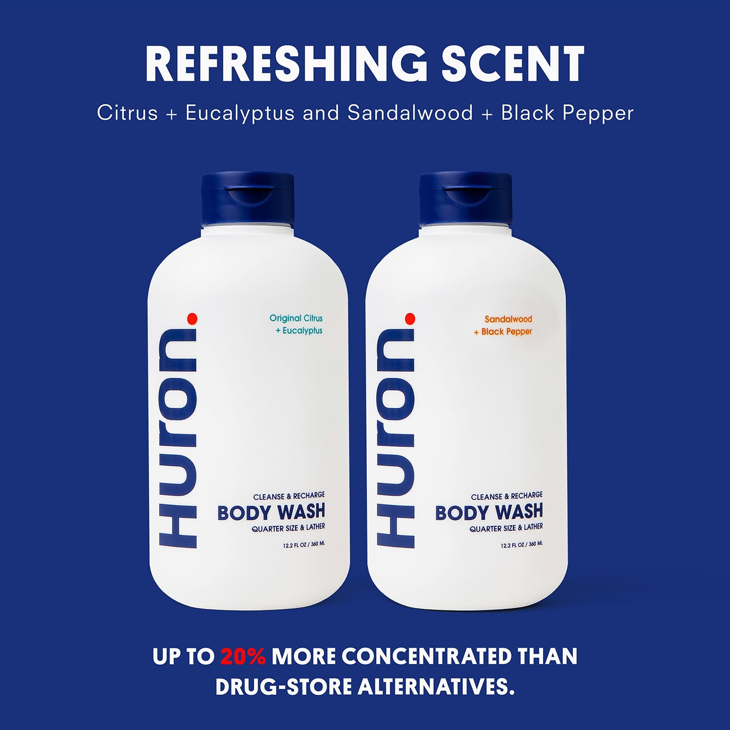 Huron Body Wash: Citrus + Eucalyptus Scent, Non-Toxic & Hydrating; 11.3oz
