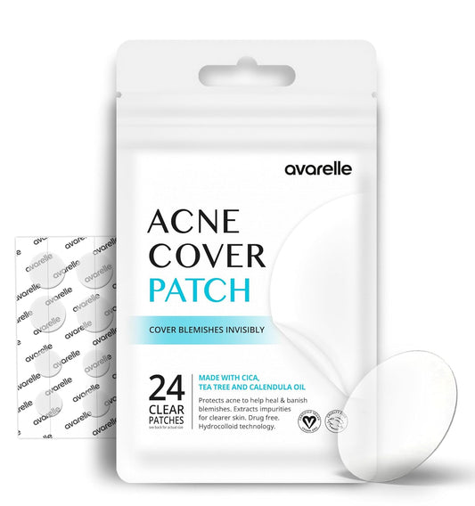 Acne Cover Patch - Hydrocolloid Pimple Patches with Tea Tree & Calendula Oil | Certified Vegan (24 Patches)