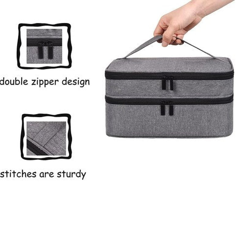 LYFFXYH Nail Polish Carrying Case, Portable Nail Polish Holder Holds 42 Bottles(15ml), Double-layer Storage Bag for Nail Polish and Manicure Set (Grey-Holds 42 Bottles)