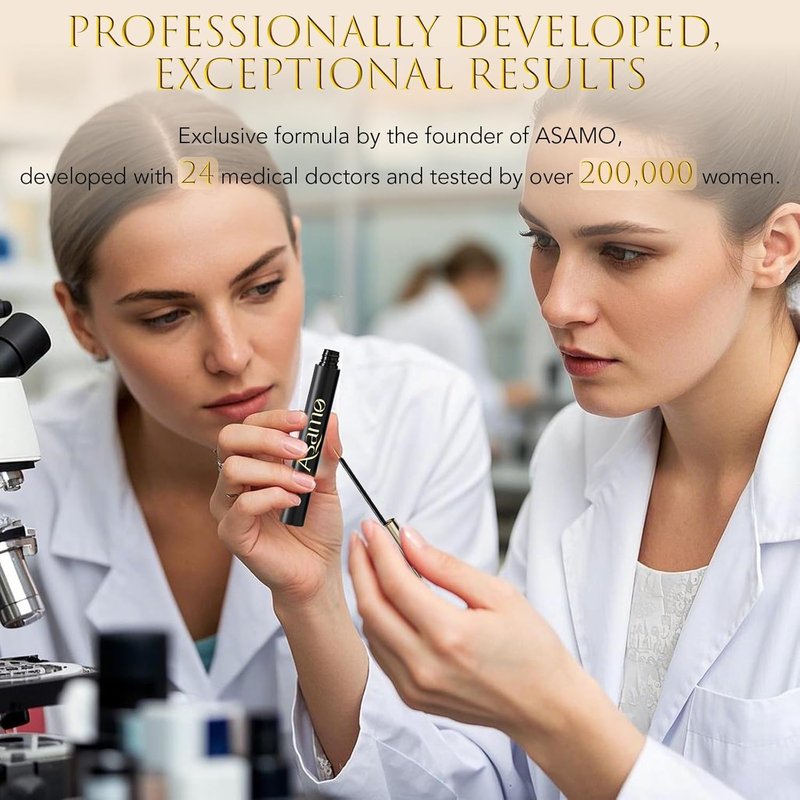 Eyelash Growth Serum - 15 Plant Extracts for Longer, Denser Lashes | Hypoallergenic, Oil-Free, Black-Gold