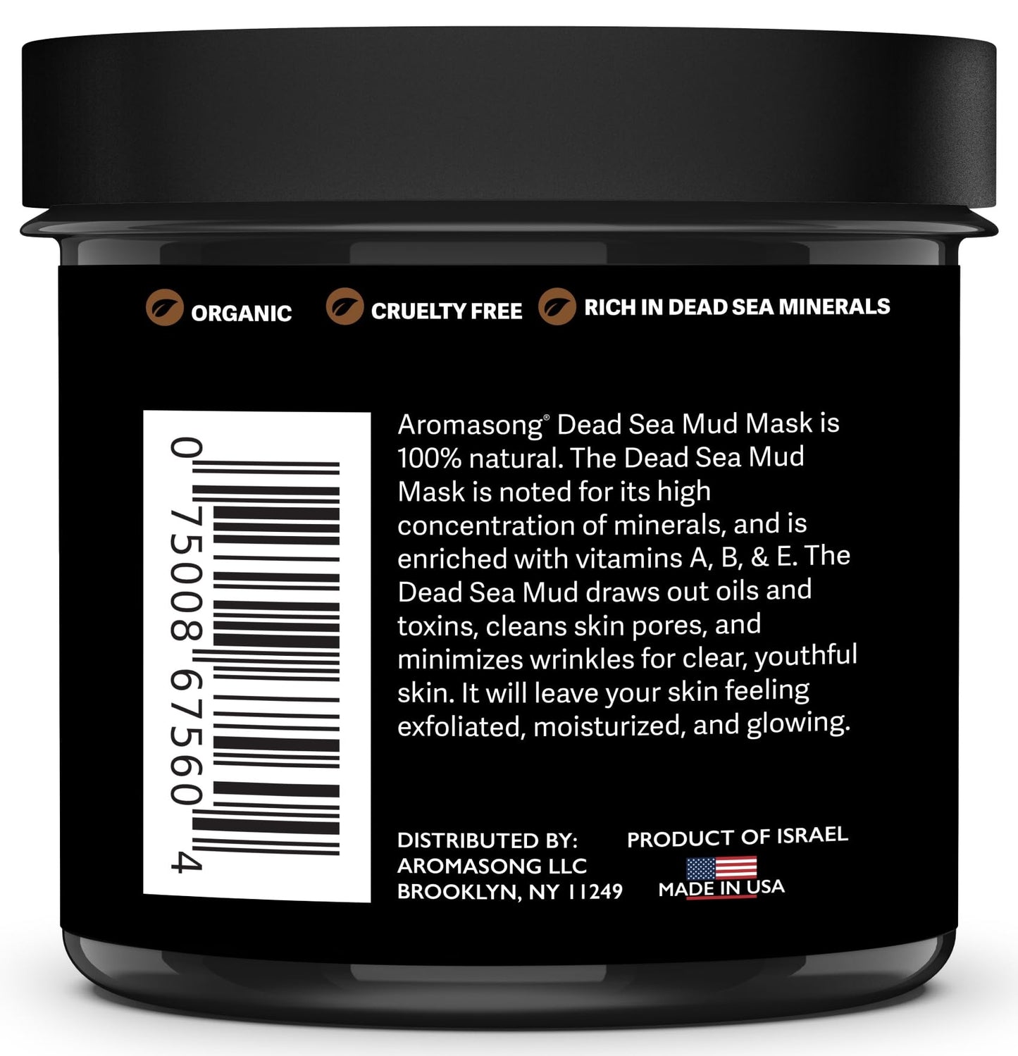 Aromasong Dead Sea Mud Mask with Coconut Oil – 100% Natural Mineral Mud for Face & Body – Hydrating Clay Mask for Pore Cleansing, Acne & Blackhead Removal, Anti-Aging, Firming & Detox