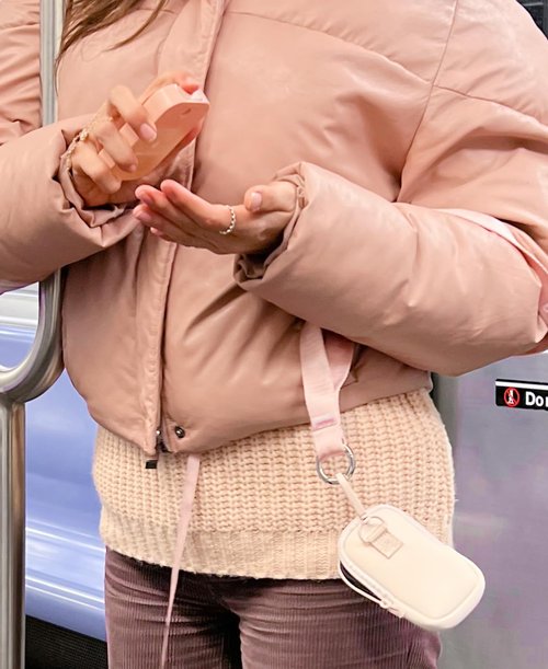 Touchland Touchette Zippered Pouch, Attachable Fashion Accessory with Snap Hook for Power Mist and Glow Mist 1FL OZ, Blush Pink