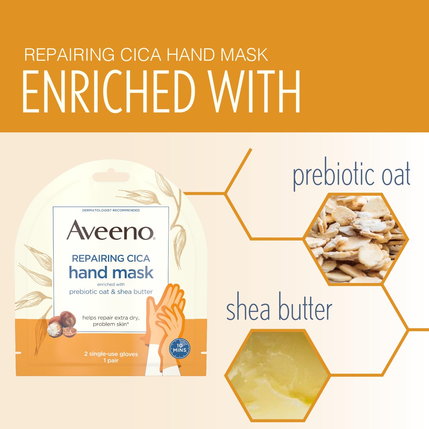 Aveeno SkinRelief Repairing Hand Mask, Moisturizing Gloves with Triple Oat & Shea Butter for Very DrySkin, Hand Care for SensitiveSkin, Fragrance-Free, 1 Pair of Single-Use Gloves (Pack of 4)