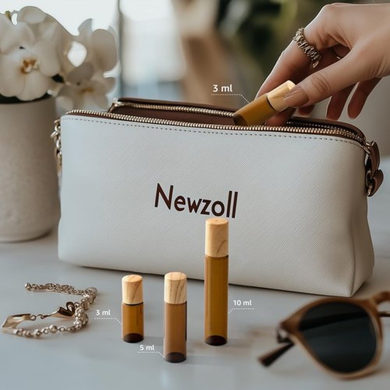 Newzoll 3ml Amber Glass Roller Vials Bottles 10Pcs Essential Oil Roller Bottles Empty Glass Roll-on Bottles for Essential Oil Perfumes Lip Balms