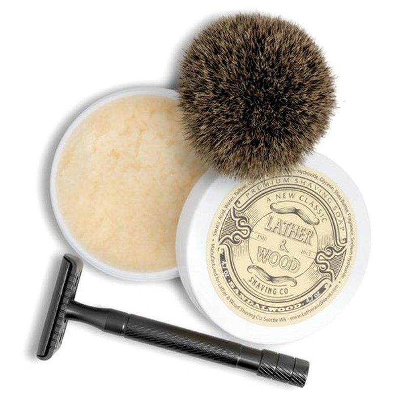 ather & Wood Shaving Soap - Sandalwood - Simply The Best Luxury Shaving Cream - Tallow - Dense Lather with Fantastic Scent for The Worlds Best Wet Shaving Routine. 4.6 oz (Sandalwood)