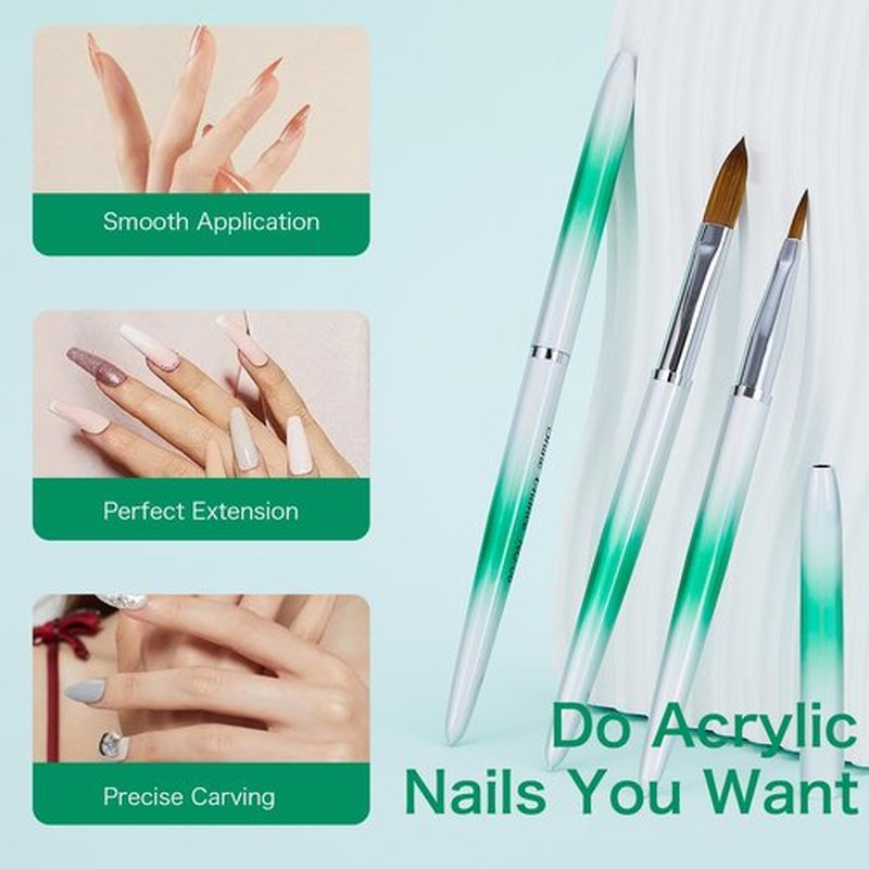 Shine Chance 4Pcs Acrylic Nail Brushes Set, Kolinsky Acrylic Nail Art Brush, Art Design & Polish Mistake Cleaning Manicure Tools for Women Acrylic Application (Size 4 8 12 16)