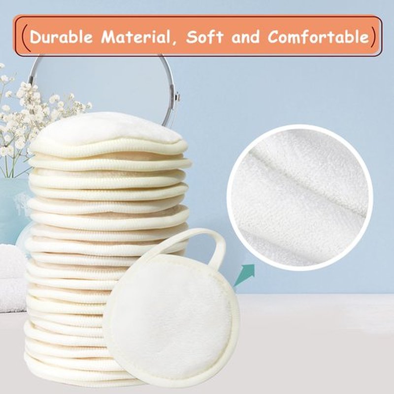 Nugilla 20 Packs Reusable Makeup Remover Pads with a Washable Laundry Bag, Microfiber Towel Clean Skin Face Towels, Soft Makeup Remover Cloth, Fast Drying Washcloth (White)