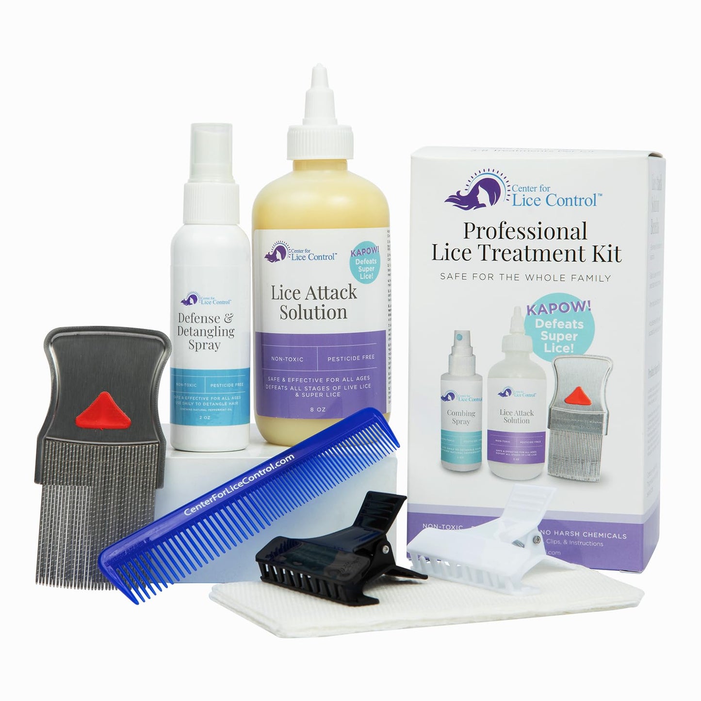 Kapow All-in-One Head Lice Treatment Kit for Family – Extra Strength Lice Shampoo, Spray & Comb for Kids & Adults, Sensitive Scalp Friendly, Non-Toxic, Fast & Effective Lice Removal