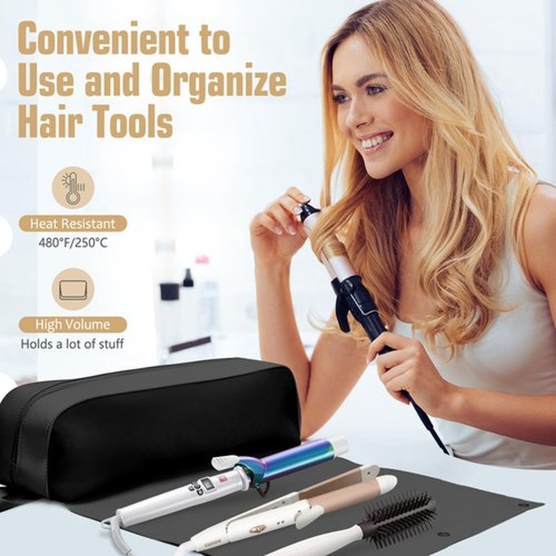 2-In-1 Hair Tools Travel Bag, With Silicone Mat For Hair Tools, Upgraded Large Capacity Hair Tool Travel Bag With Curling Iron Mat For, Vacation Essentials, Travel Essentials For Women and Men
