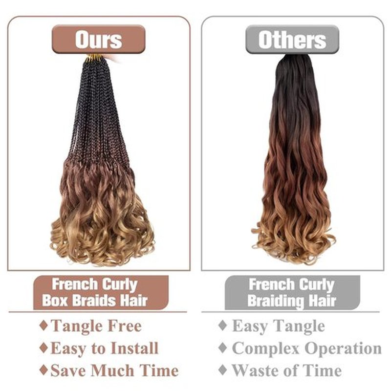 RuiYok 9 Packs French Curl Crochet Braids 30 Inch Ombre Brown Goddess Box Braids Crochet Hair with Curly Ends Synthetic Pre Looped Crochet Box Braids for Women