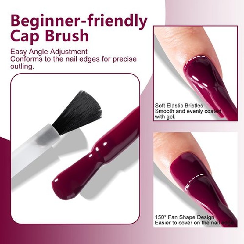 NXJ INFILILA Red Gel Nail Polish, Red Gel Polish Deep Cherry Red Color Nail Polish Gel High Gloss Soak Off UV Gel Nail French Nail Manicure Salon DIY
