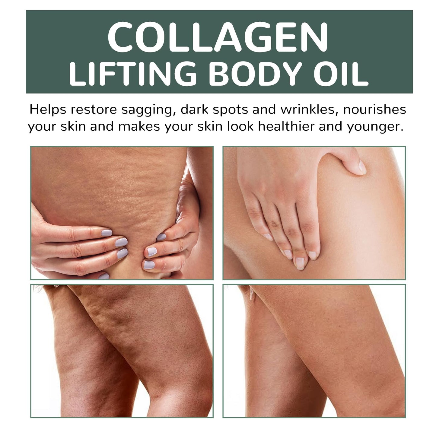 Collagen Lifting Body Oil with Hydrating Formula for Neck, Chest, Arms, Thighs, 3.38 Fl Oz, Silky Texture for Fresh and Luminous Skin