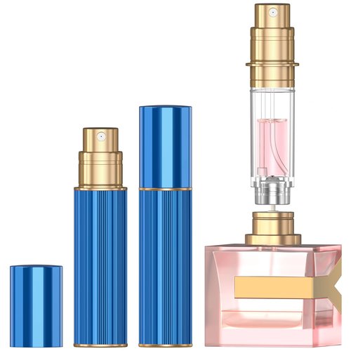 YIERSO 10ml Perfume Atomizer Travel Refillable,Bottom-Filling Fragrances Perfumes Bottle,Mini Cologne Dispenser, Portable Sprayer Pocket Size for Women Men Cruise Car Trip Gift 0.34oz (Blue-10ml)