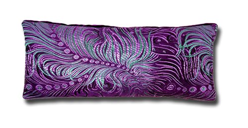 Candi Andi Handmade Luxe Serenity Eye Pillow - All-Natural Flaxseed - Unscented – Weighted Eye Mask for Yoga, Meditation, Hot & Cold Therapy - Violet Peacock - TEP-VP