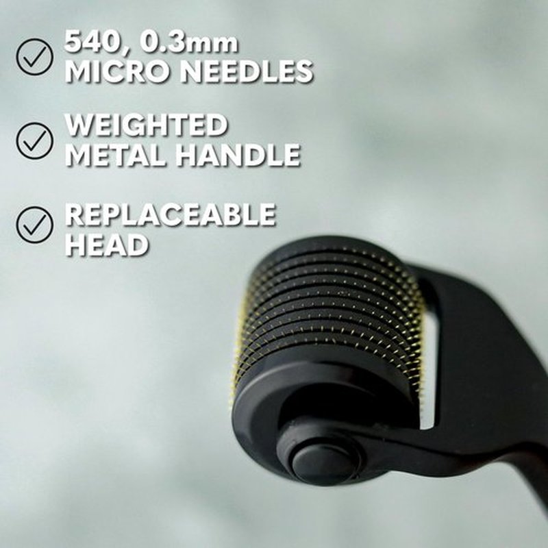 Beard Club Derma Roller & Biotin Beard Growth Vitamin Spray - Microneedle Roller for Men and Women with 540 Titanium Microneedles - Beard Roller & Beard Oil for Face, Body and Scalp - Vitamin B7, B5