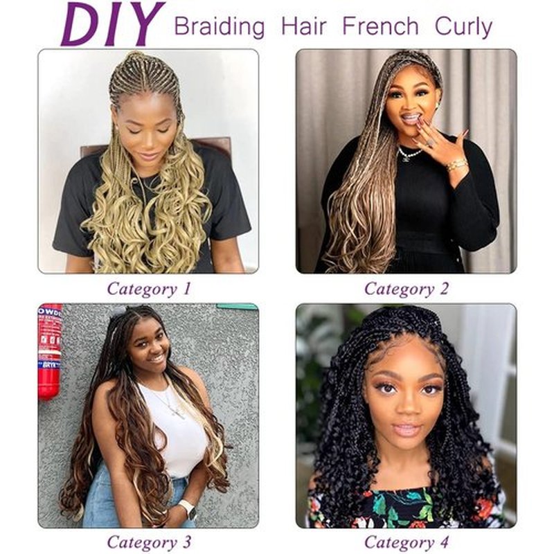 French Curly Braiding Hair 8 Pack 22 Inch Spanish Curly Braiding Hair for Box Braids Loose Wave Braiding Hair Pre Stretched Crochet Braids Synthetic Micro Spiral Curl Braiding (22Inch Pack of 8, #1B)