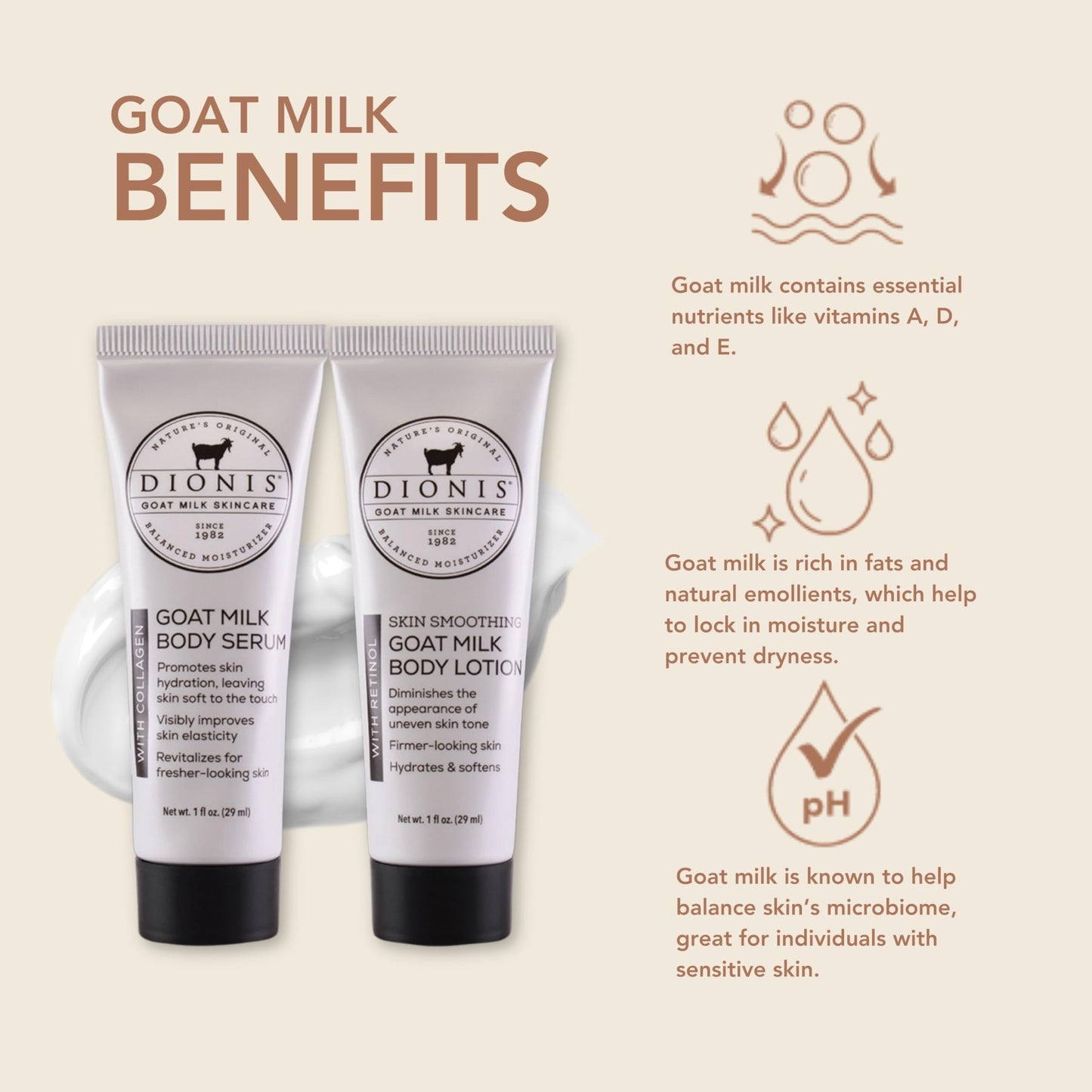 Dionis Goat Milk Skincare Body Serums & Sets (Vanilla Bean Lotion & Serum Set), 6 Ounce (Pack of 1)
