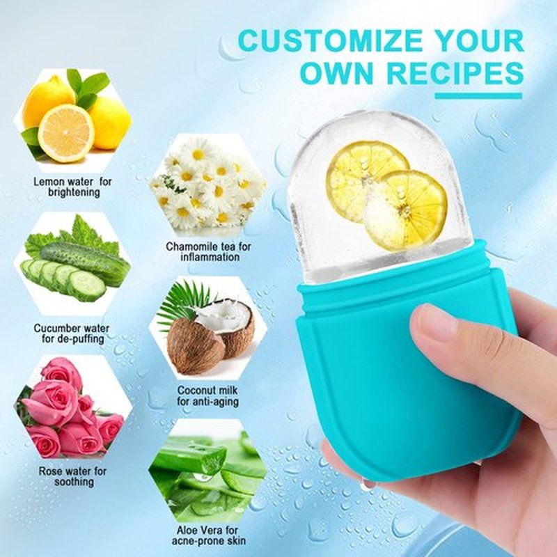 Ice Roller For Face and Eye, Ice Facial Roller Massage Shrink Pore Skin Care Tools, Reusable Ice Stick Remove Dark Circle, Ice Face Mold Sphere Face Ice Cubes for Brighten Lubricate Fine Lines Blue