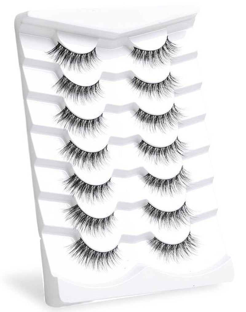Onlyall Natural Lashes Wispy Lashes Natural Look False Eyelashes Natural Flared Eyelashes False Eye Lashes Soft Fluffy Lashes 7 Pairs D12 Flirty-13mm