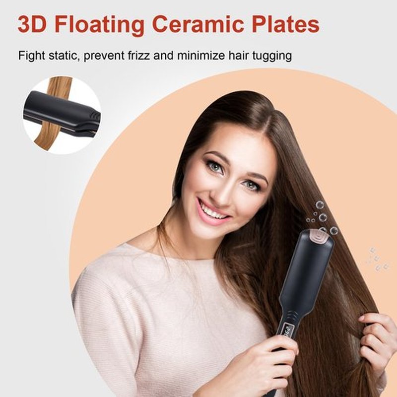 Layhou Adjustable Temperature Hair Straightener Wide Plate Iron Fluffy Electric Hair Straightening Plate