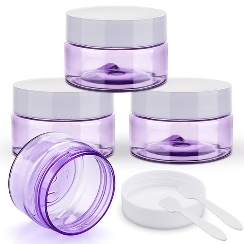Cosywell Travel Size Containers for Toiletries Leak Proof Plastic Travel Jars for Creams 1 Oz 4 Pack TSA Approved Trave Bottles Refillable Cosmetic Containers for Lotion Makeup Cosmetics (Purple)