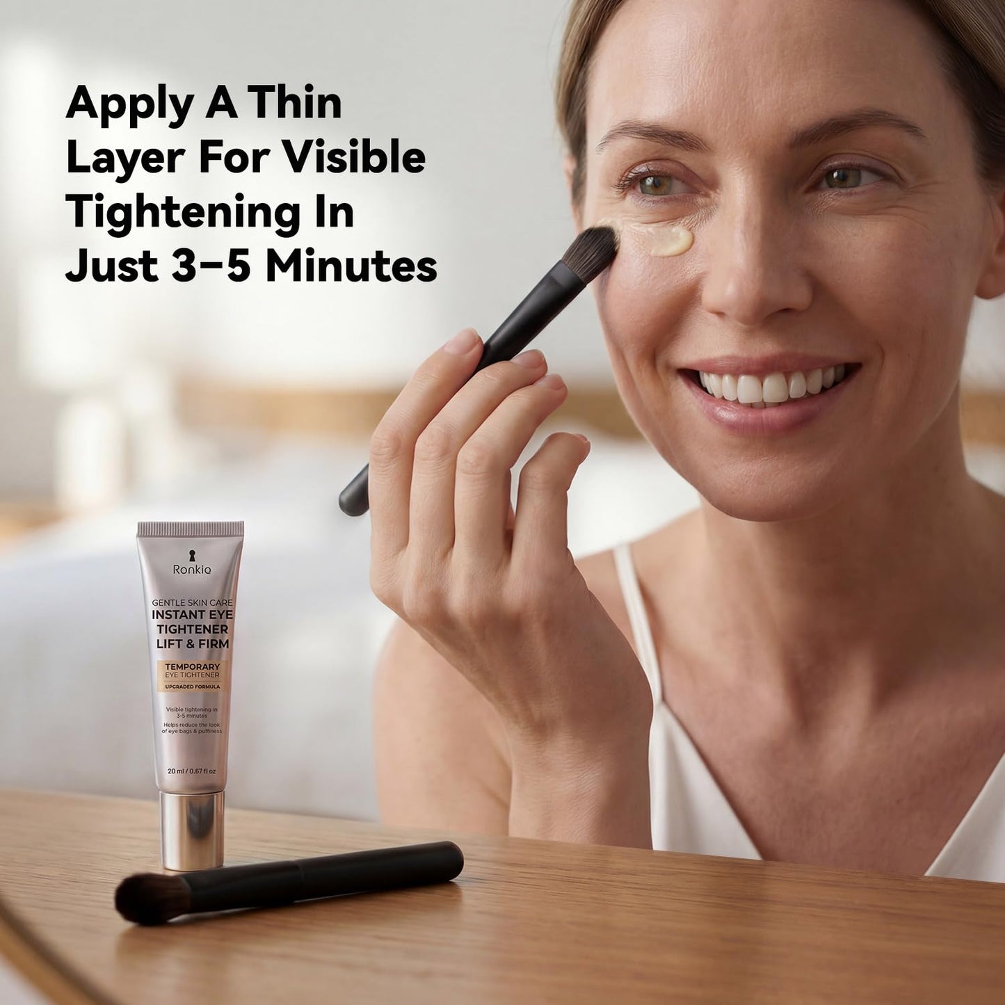 RONKIE Instant Firm Eye Tightener: Upgraded Formula for Women Helps Reduce Eye Bags Puffiness and Wrinkles in 3-5 Minutes When Time Matters 1.34 oz