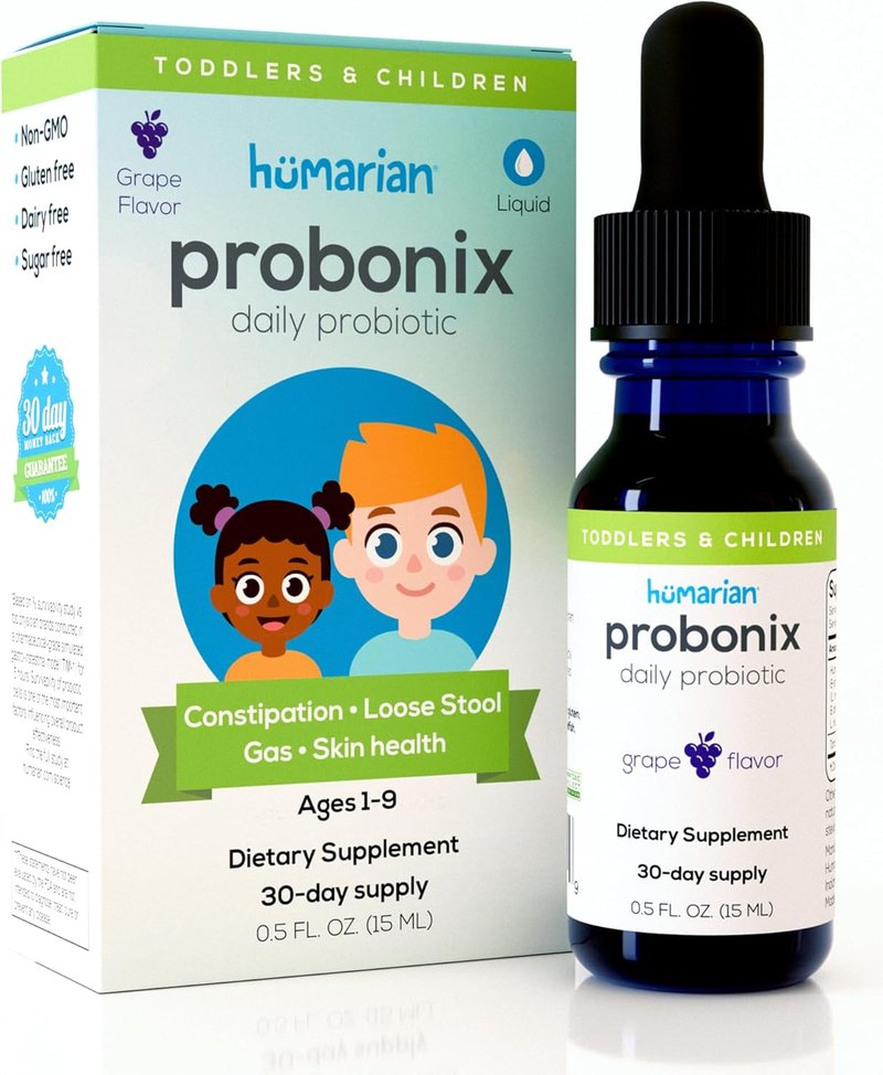Probonix Humarian Probiotics for Kids 1-9 Years | High Bioavailability 8-Strain Liquid Drops - 30-Day Supply, Tasty Grape Flavor