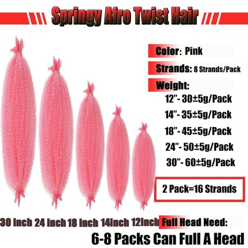 KYNLEY 12 Inch Pink Spring Twist Hair 2 Packs Springy Afro Twist Hair Pre-Separated Kinky Marley Twist Braiding Hair Wrapping Hair for Soft Locs (Pink Marley Hair)
