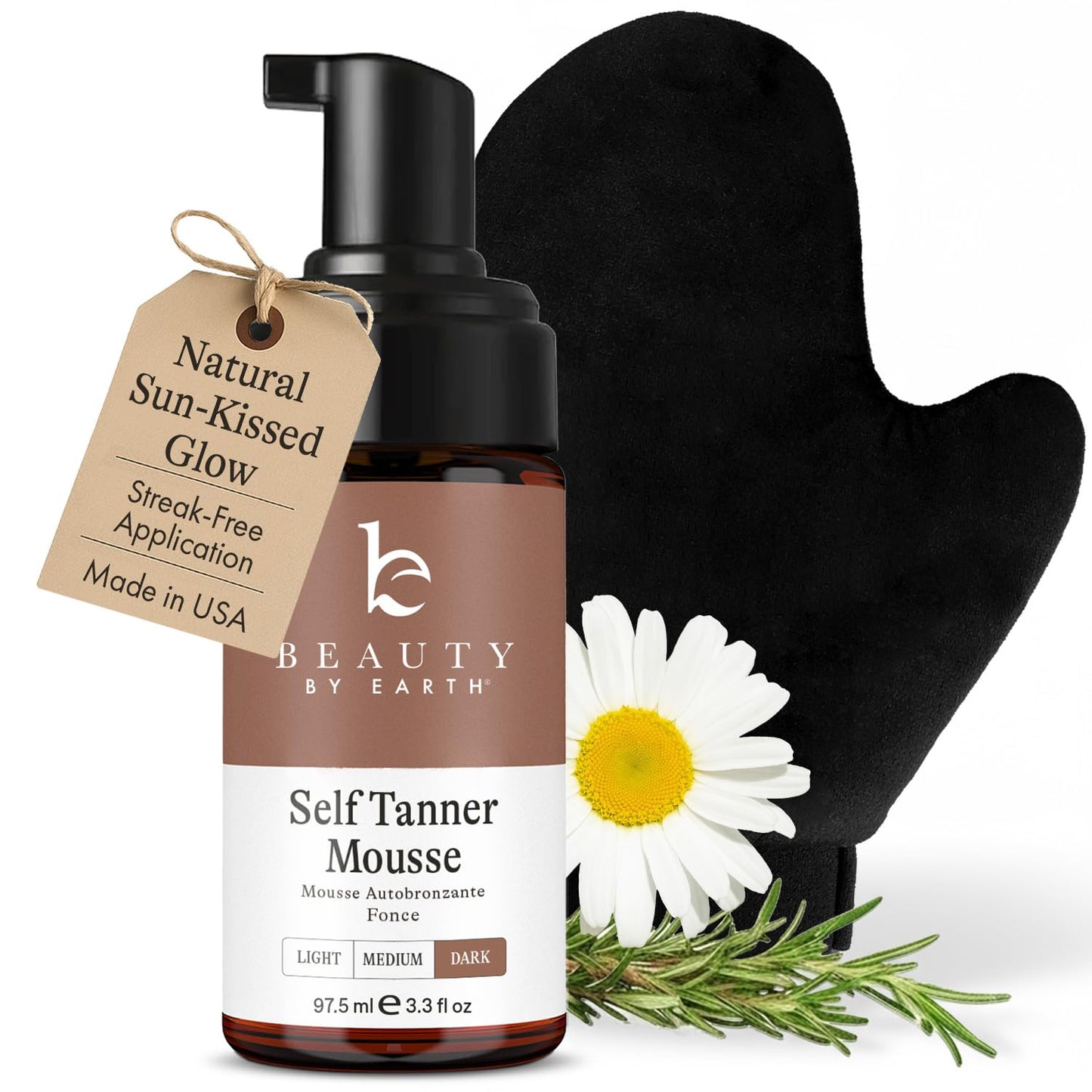 Self Tanner Tanning Mousse Kit - USA Made with Natural & Organic Ingredients, Self Tanner Mousse and Mitt, Tan Kit, Fake Tan Tanning Foam, Ultra Dark, Sunless Tanners Best Sellers