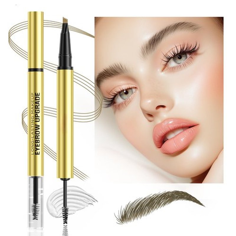 2 in 1 Long-Lasting Eyebrow Pencil and Brow Up-Grade Gel, Light Brown and Brown Shades (3#Dark Brown)